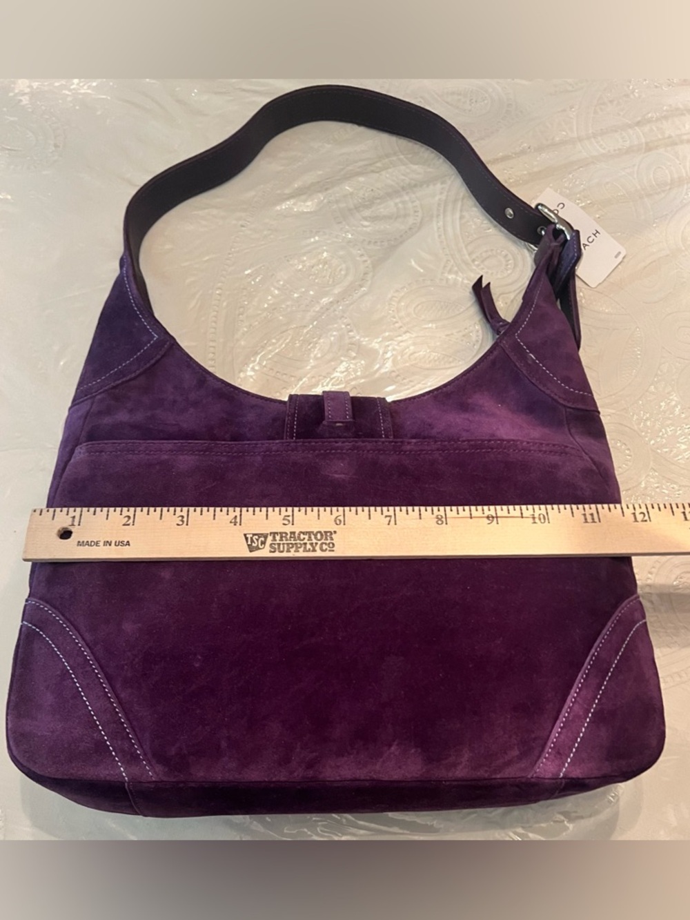 VINTAGE COACH HAMPTONS PLUM SUEDE LARGE HOBO BAG CARE KIT DUST BAG NEW IN BOX - Picture 9 of 16